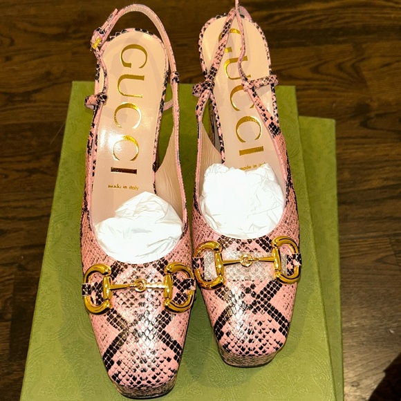 Gucci Horsebit Python Print High Heel Pumps - Picture 1 of 6